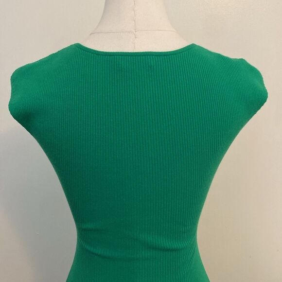 Aritzia Wilfred Cut Out Knit Mini Dress Kelly Green Size 2XS - Picture 7 of 13